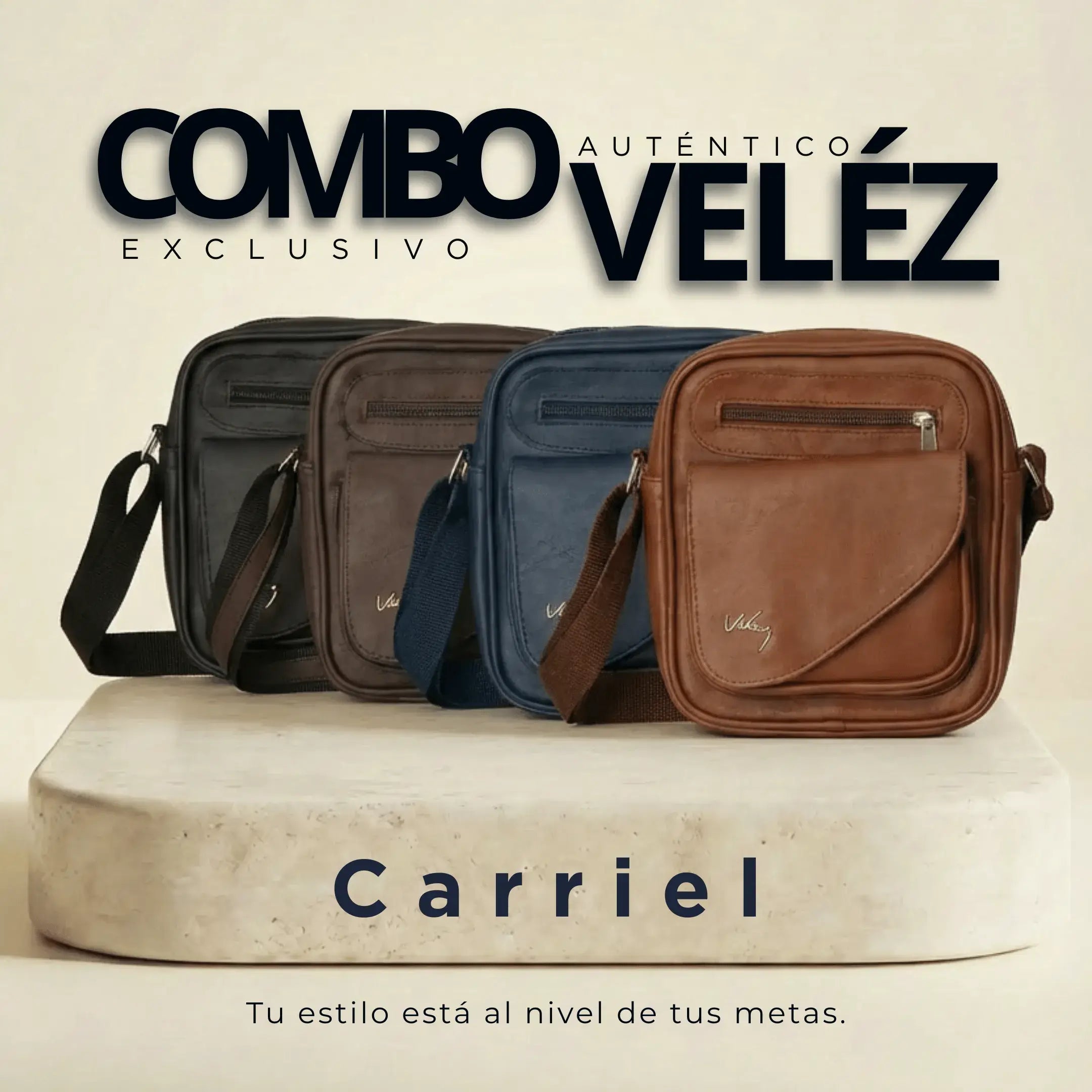 Combo Vélez Para Hombre: Exclusivo y Autentico: Carriel+ billetera + Correa + Gorra