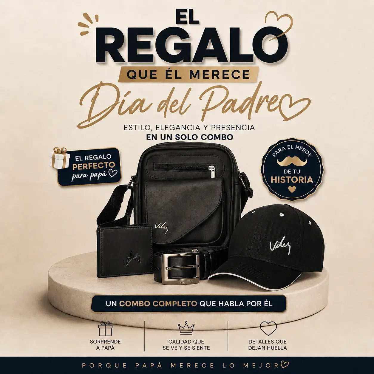 Combo Vélez Para Hombre: Exclusivo y Autentico: Carriel+ billetera + Correa + Gorra